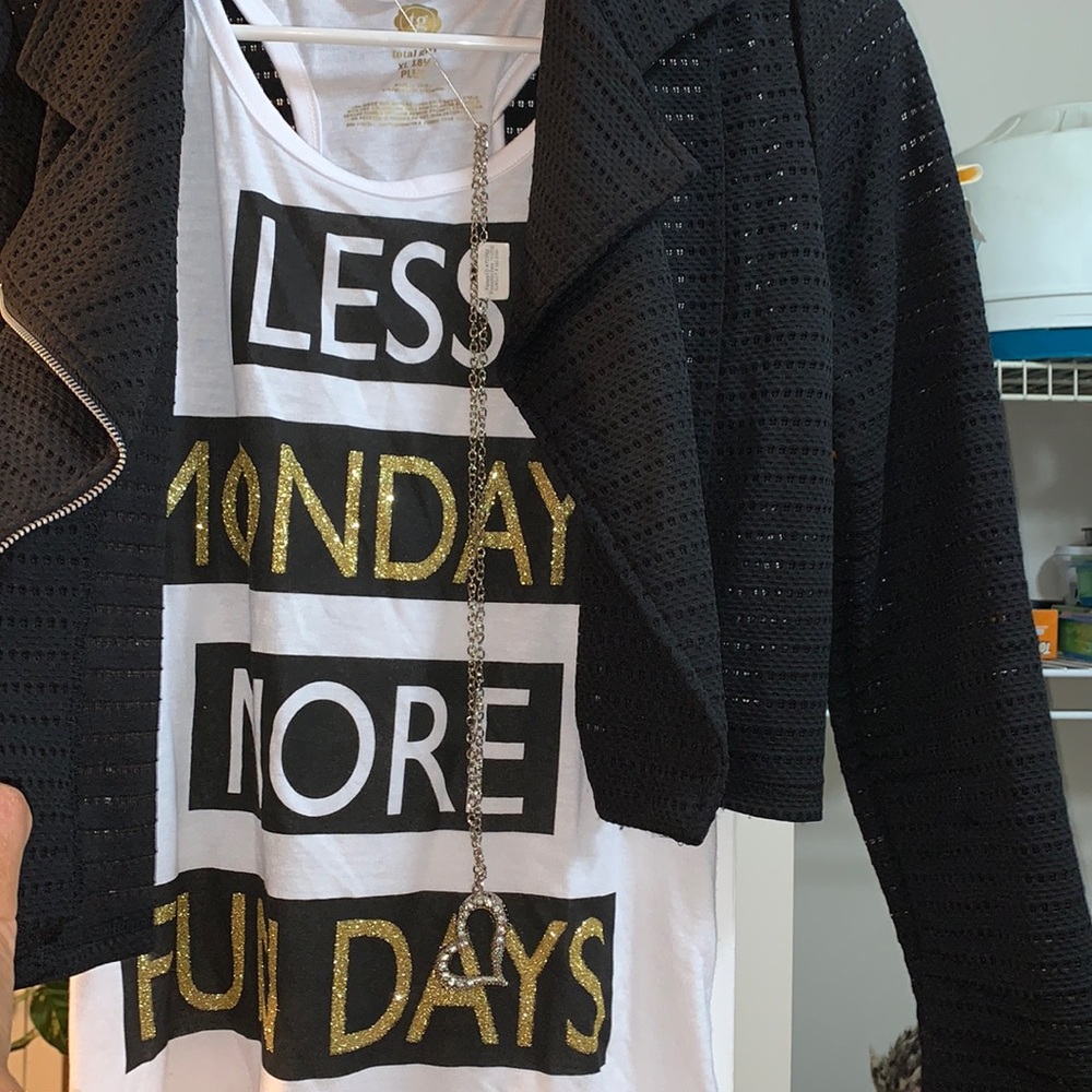 3 Piece Crop Jacket, Tank and Necklace